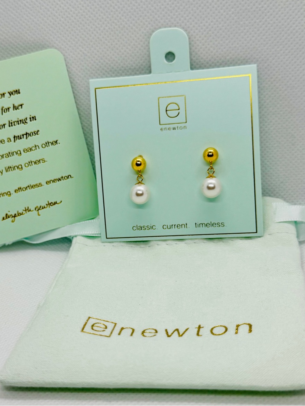 enewton- classic 8mm ball drop studs - pearl NWT